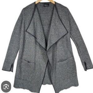 ZARA- KNIT CARDIGAN WITH FAUX LEATHER TRIM